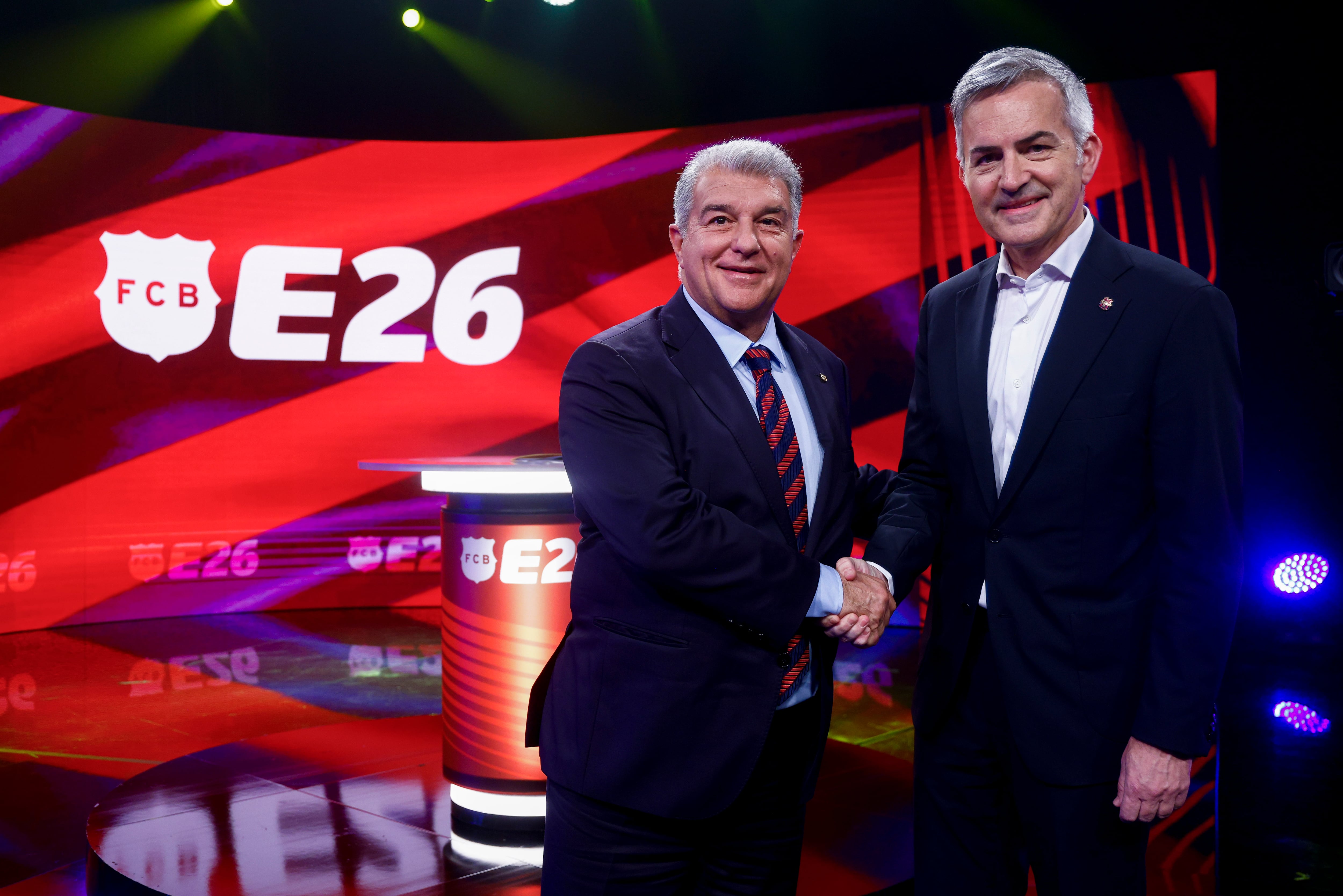 Imagen editorial para: Joan Laporta - Víctor Font: tensión electoral en un día decisivo en el Camp Nou